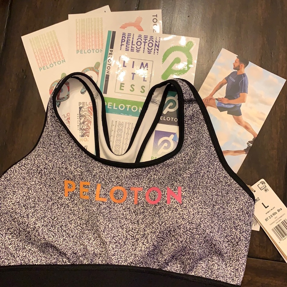 NWT Peloton x Adidas bra L and sticker/card bundle